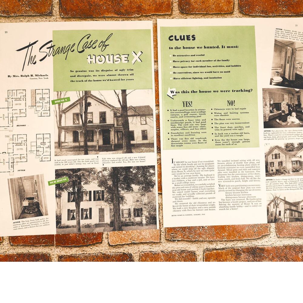 1941 Strange Case of House X Vtg MCM Print Article Home Floorplan Design Remodel